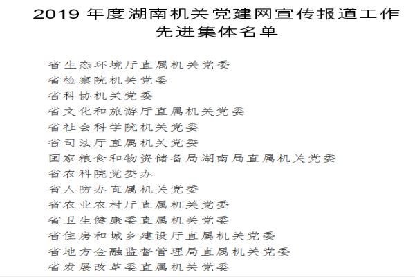湖南省社会科学院机关党委喜获2019年度湖南机关党建网宣传报道工作先进集体